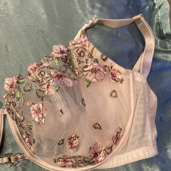 Victoria’s Secret 36Ddd baby pink, sheer floral shimmery Valentine’s Day bra new - Picture 10 of 17
